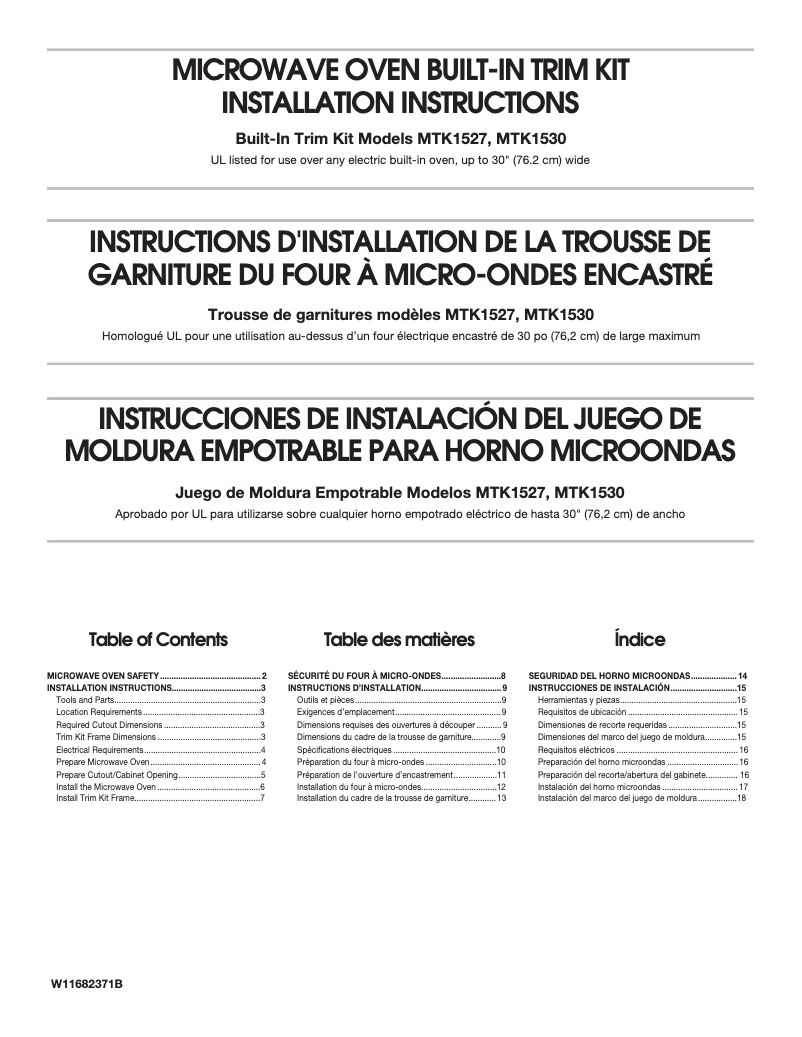 Página 1 del manual Guía de instalación KitchenAid KMCS522RPS