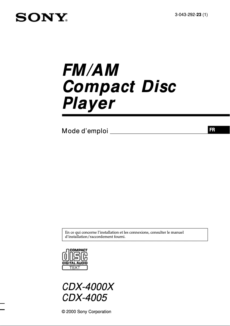 Image de la première page du manuel de l'appareil CDX-4005