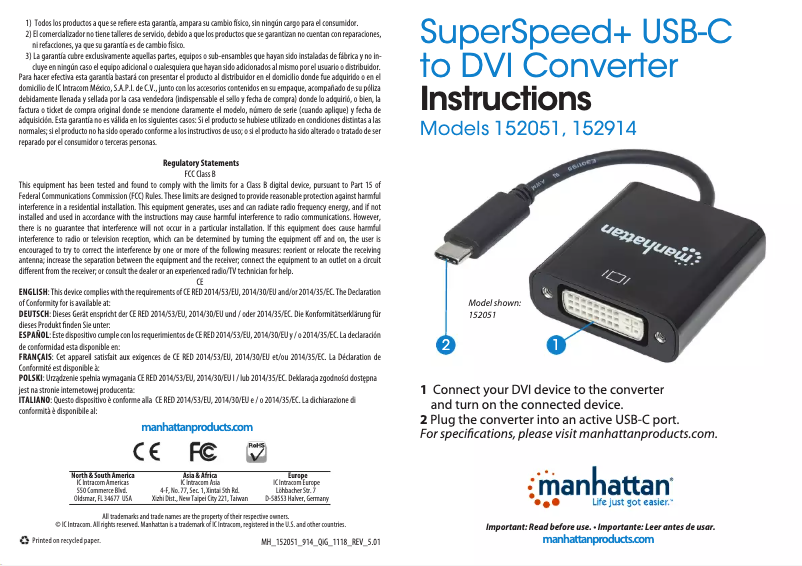 Image de la première page du manuel de l'appareil 152051
