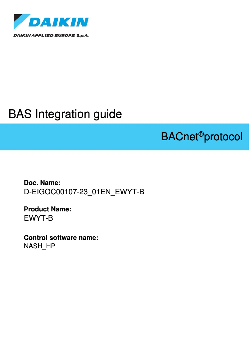 Page 1 de la notice Guide d'installation Daikin EWYT205B-SRA2