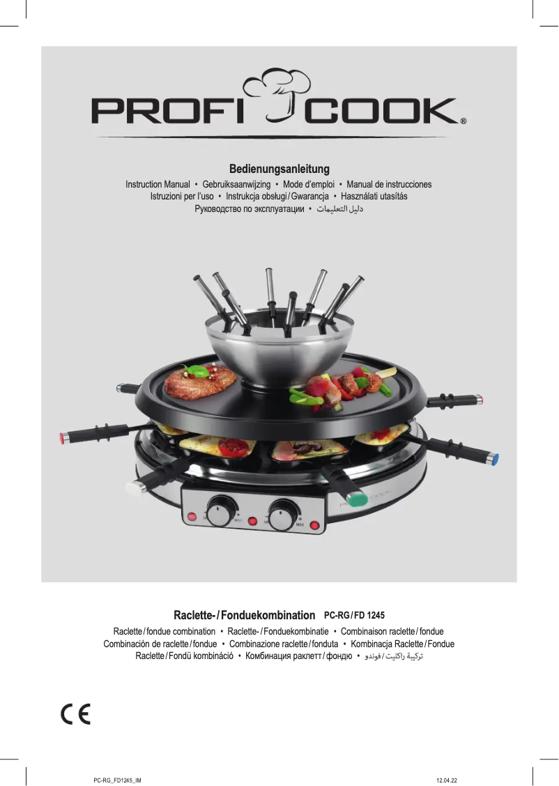 Page n°1 - Manuel utilisateur ProfiCook PC-RG/FD 1245