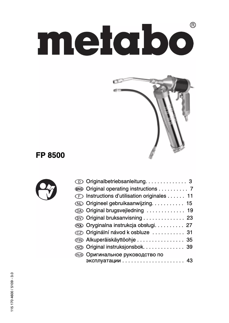 Página 1 del manual Manual de usuario Metabo FP 8500
