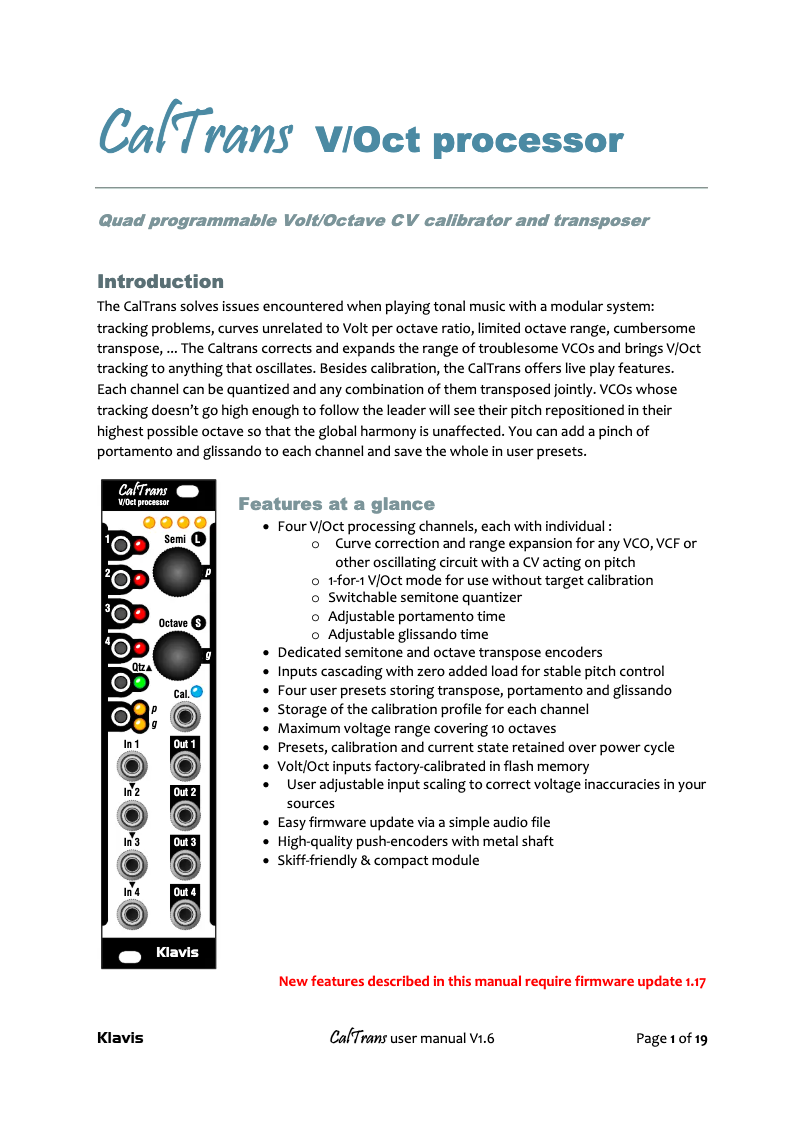 Image de la première page du manuel de l'appareil CalTrans