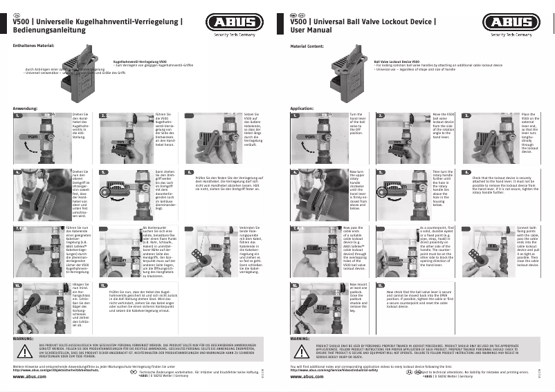 Page n°1 - Manuel utilisateur Abus V500