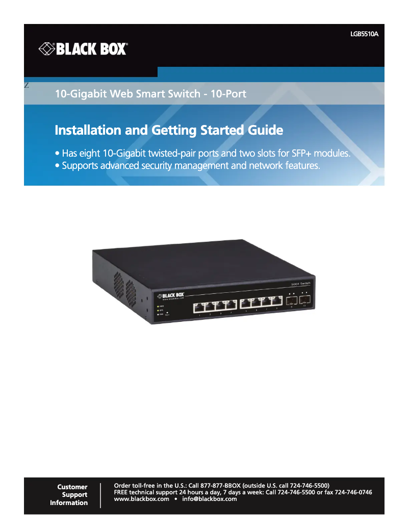 Page 1 de la notice Manuel utilisateur Black Box LGB5510A