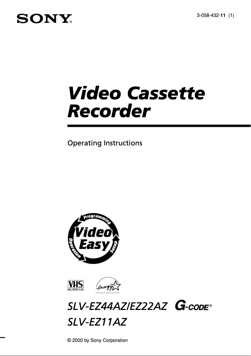 Page 1 de la notice Manuel utilisateur Sony SLV-EZ11AZ