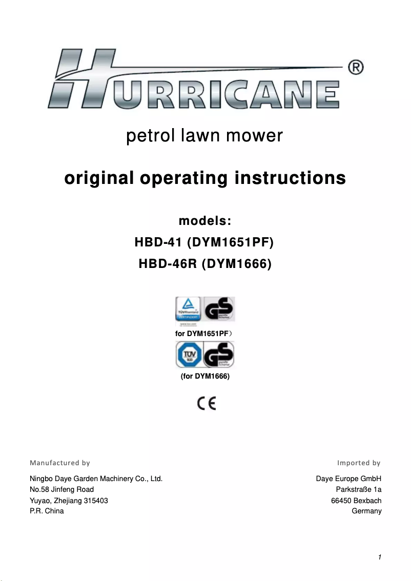 Page n°1 - Manuel utilisateur Hurricane HBD-41