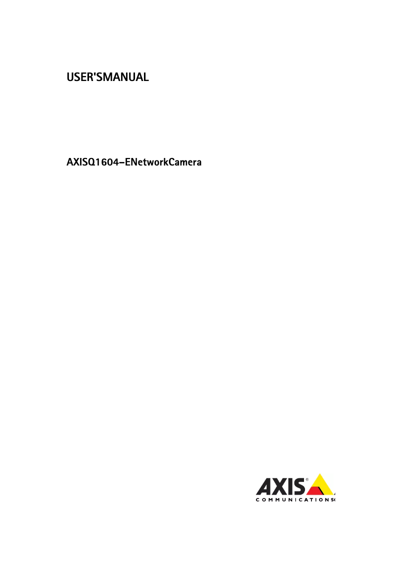 Page 1 de la notice Manuel utilisateur Axis Q1604-E