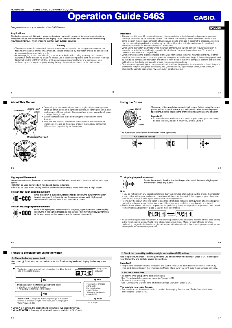 Page 1 de la notice Manuel utilisateur Casio G-Shock GWG-1000-1AER