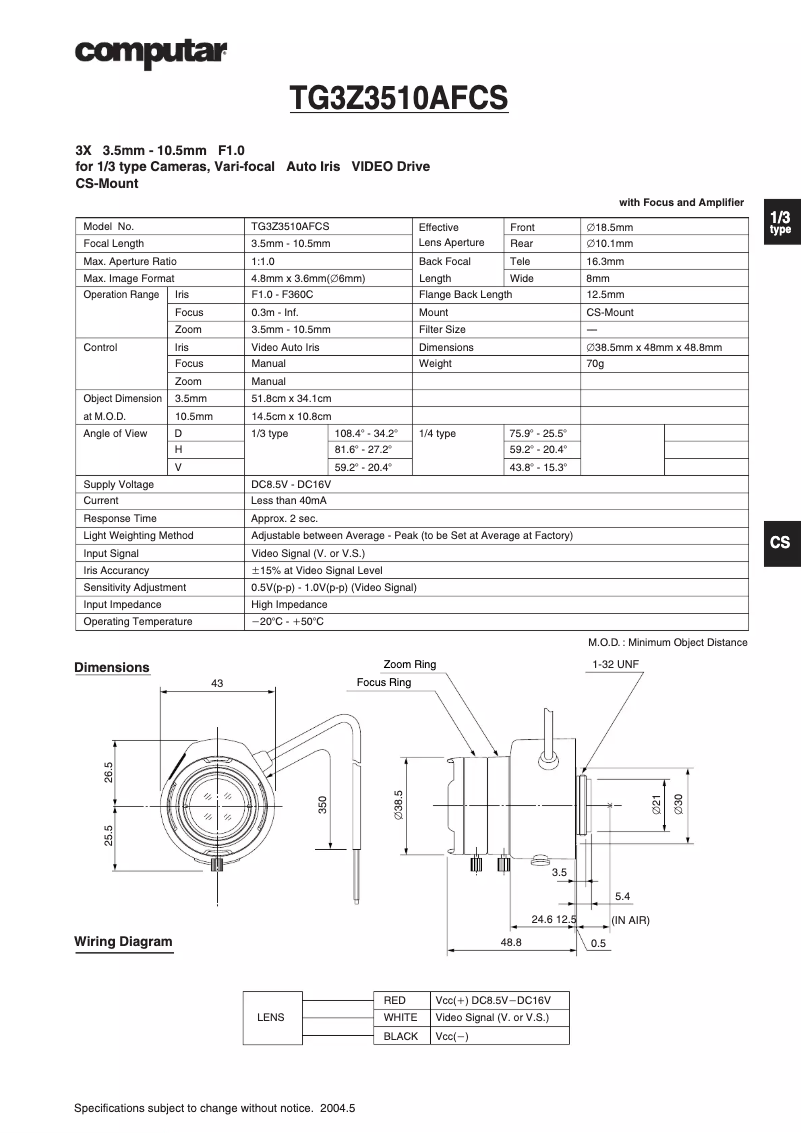 Image de la première page du manuel de l'appareil TG3Z3510AFCS