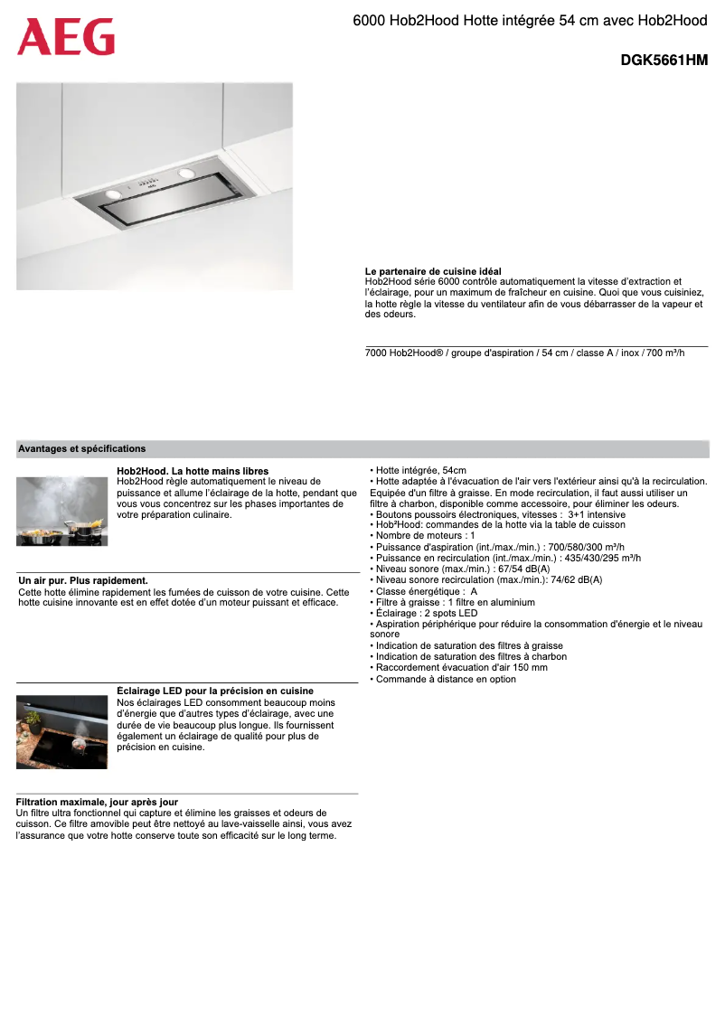Página 1 del manual Ficha técnica AEG DGK5661HM