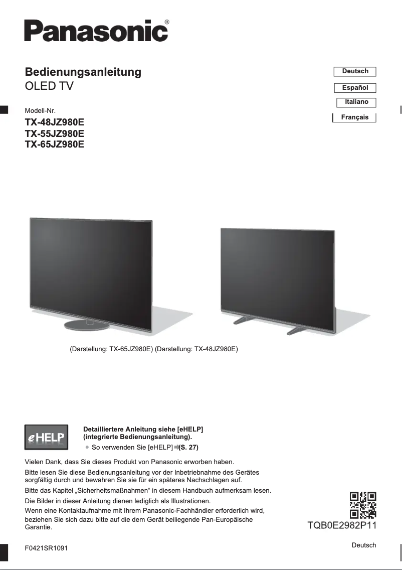 Page n°1 - Guide de démarrage rapide Panasonic TX-48JZ980E