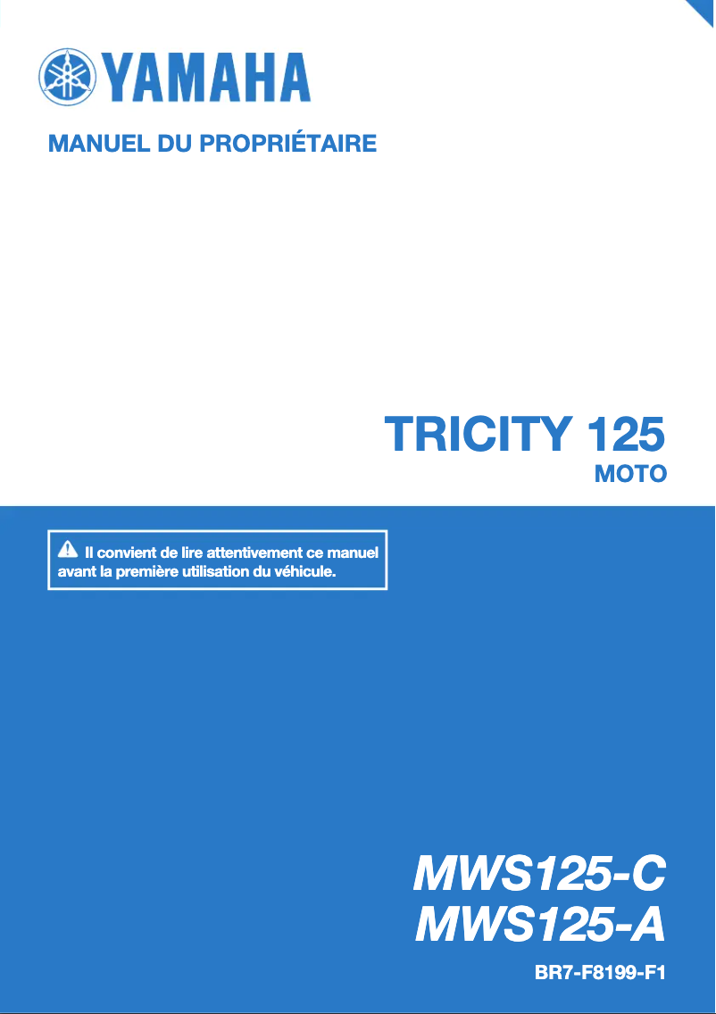 Page 1 de la notice Manuel utilisateur Yamaha Tricity (2020)