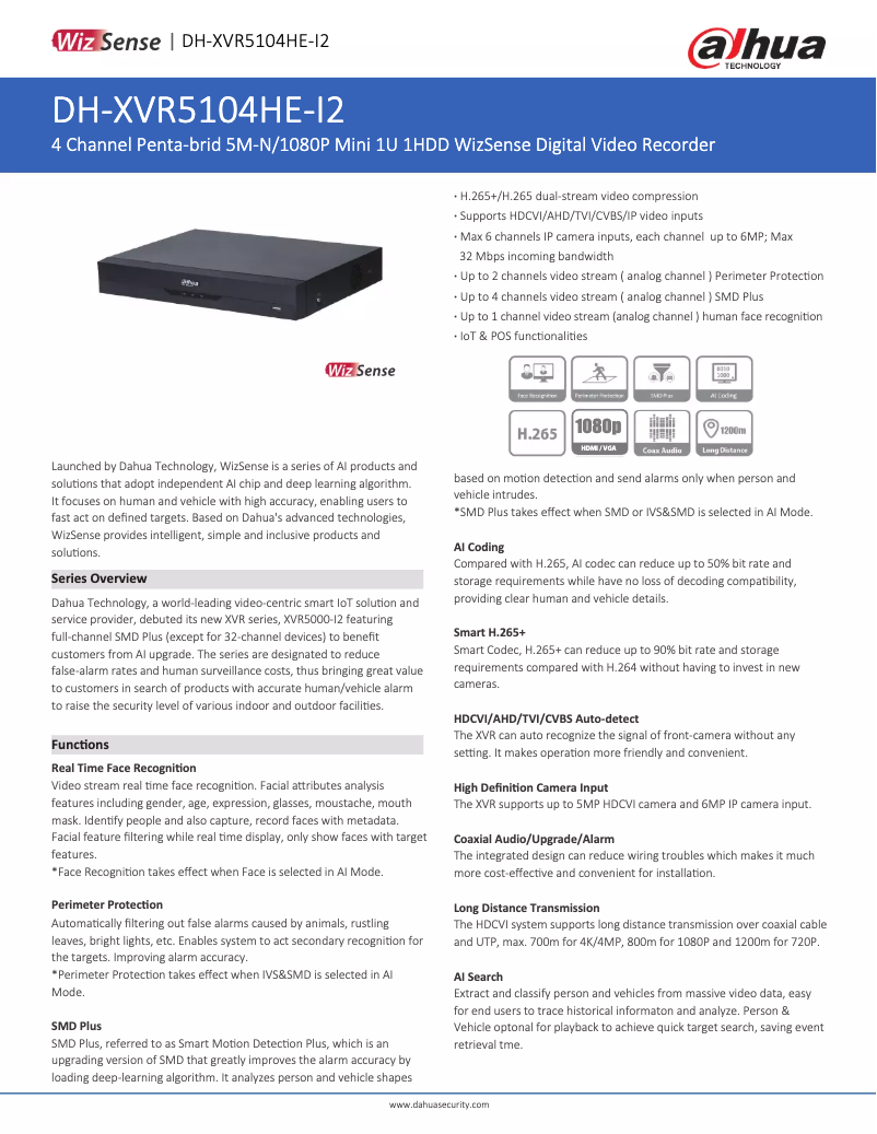 Image de la première page du manuel de l'appareil XVR5104HE-I2