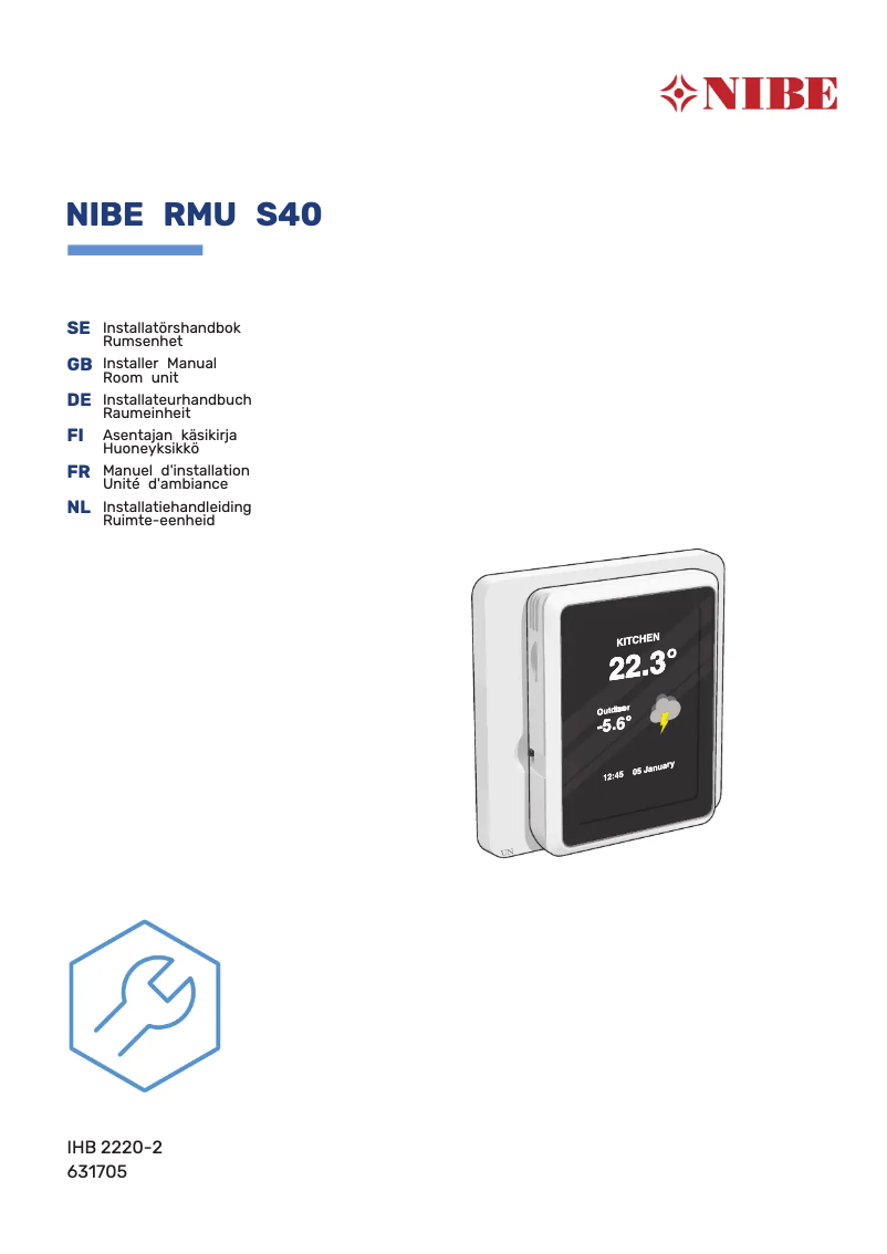Page 1 de la notice Guide d'installation Nibe RMU S40