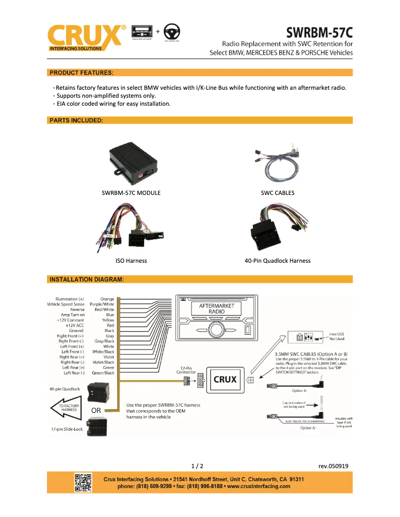 Page n°1 - Manuel utilisateur CRUX SWRBM-57C