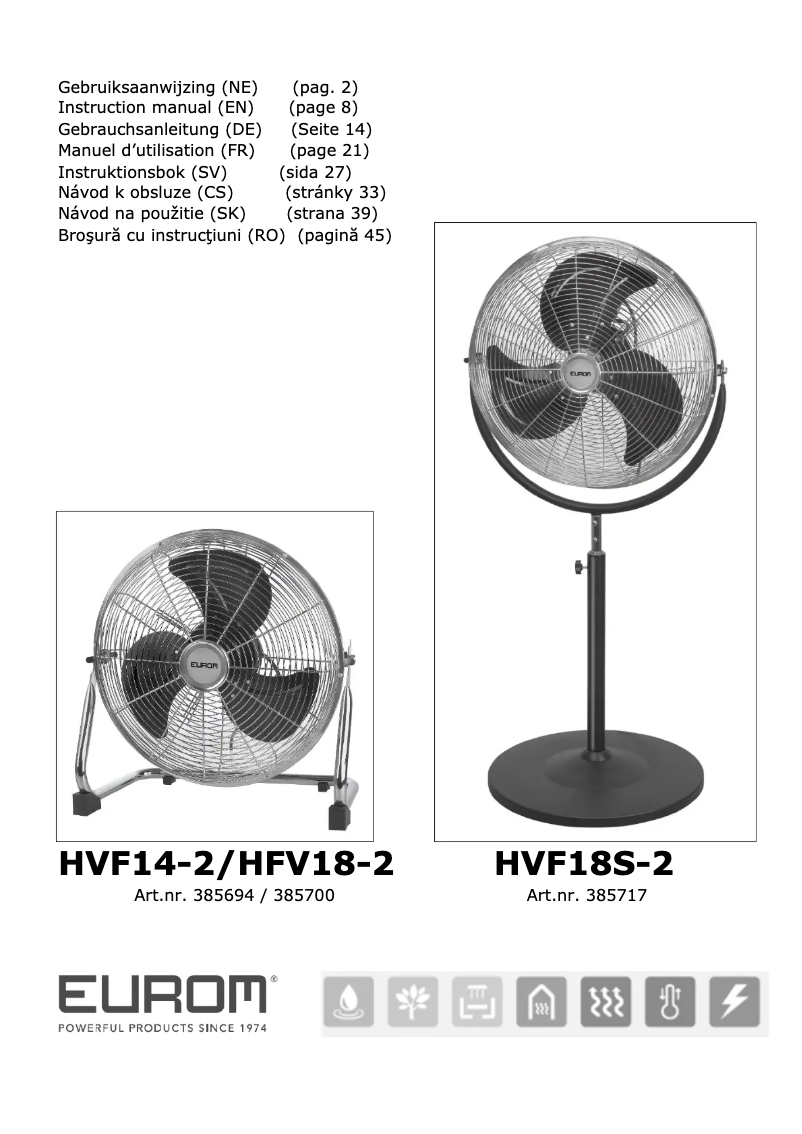 Página 1 del manual Manual de usuario Eurom HVF 18-2