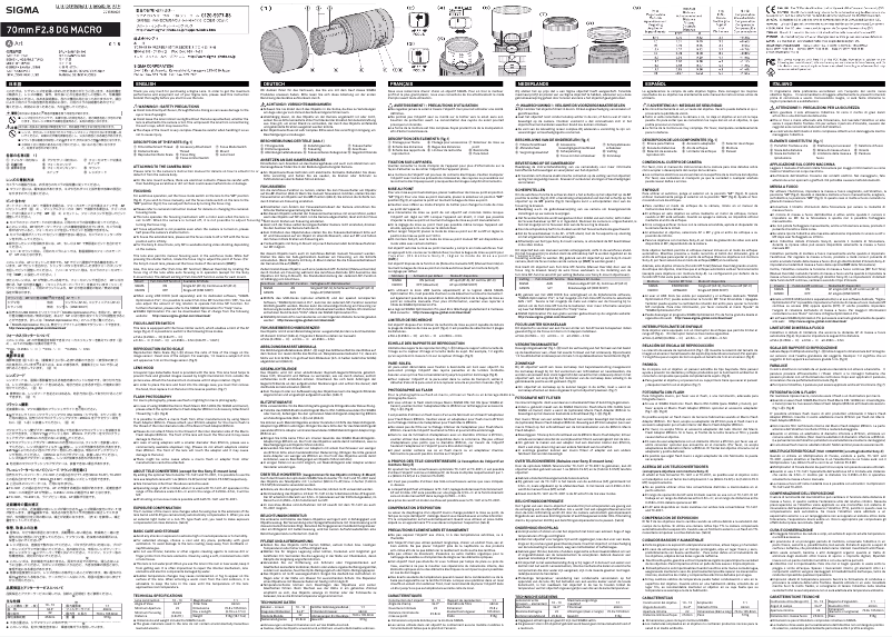 Imagen de la primera página del manual del dispositivo 70mm f/2.8 DG Macro Art Canon EF