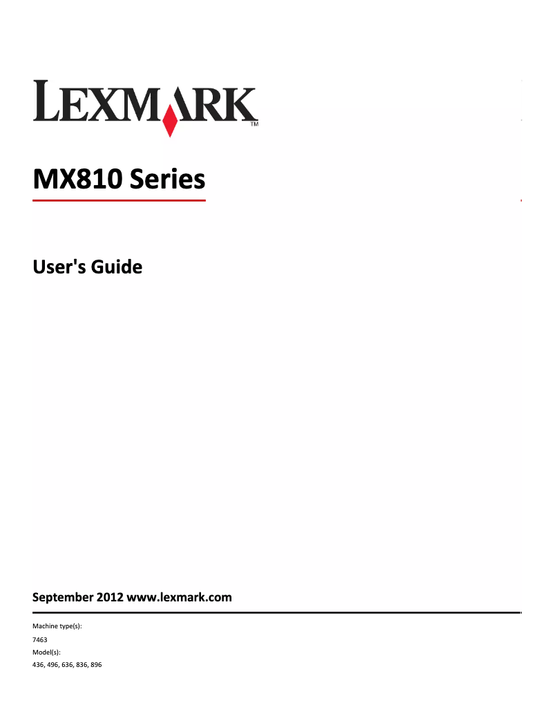 Page 1 de la notice Manuel utilisateur Lexmark MX812dme