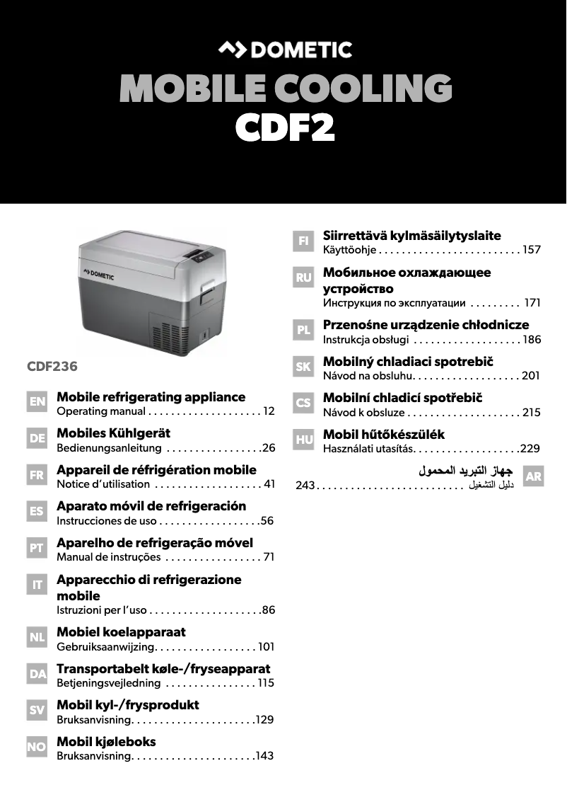 Page 1 de la notice Manuel utilisateur Dometic CoolFreeze CDF2 36