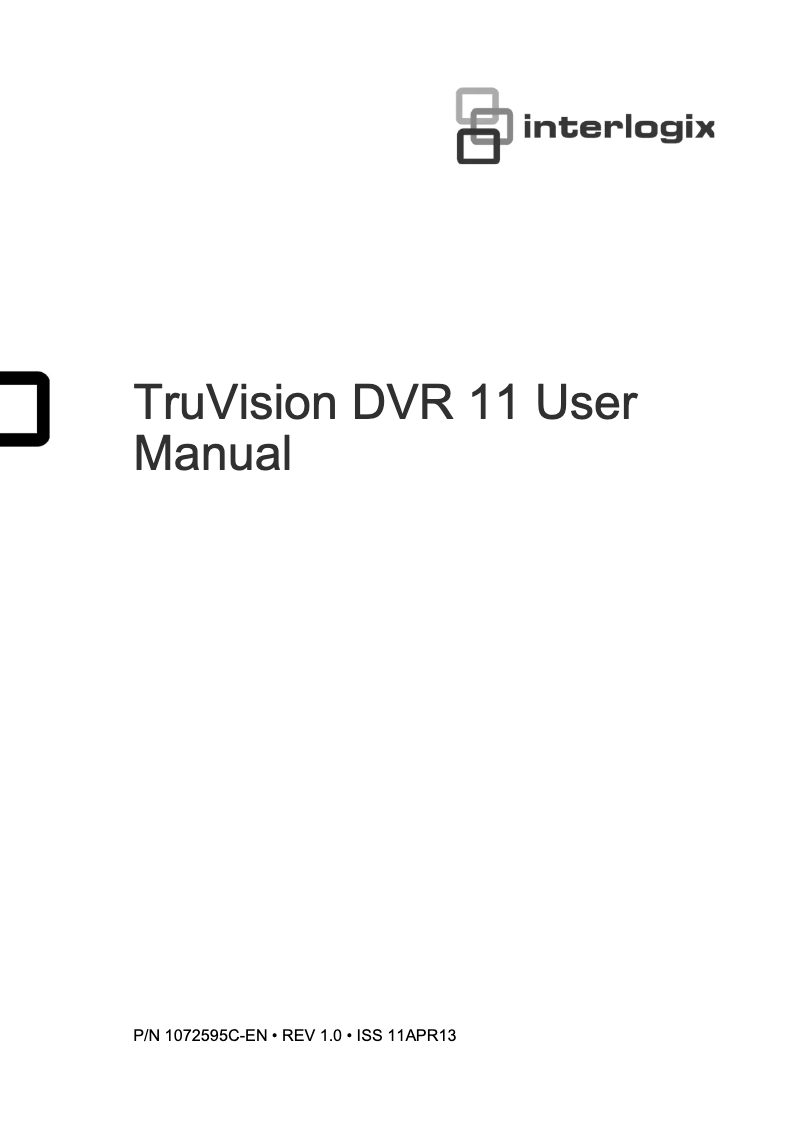 Page n°1 - Manuel utilisateur Interlogix TruVision TVR-1108D