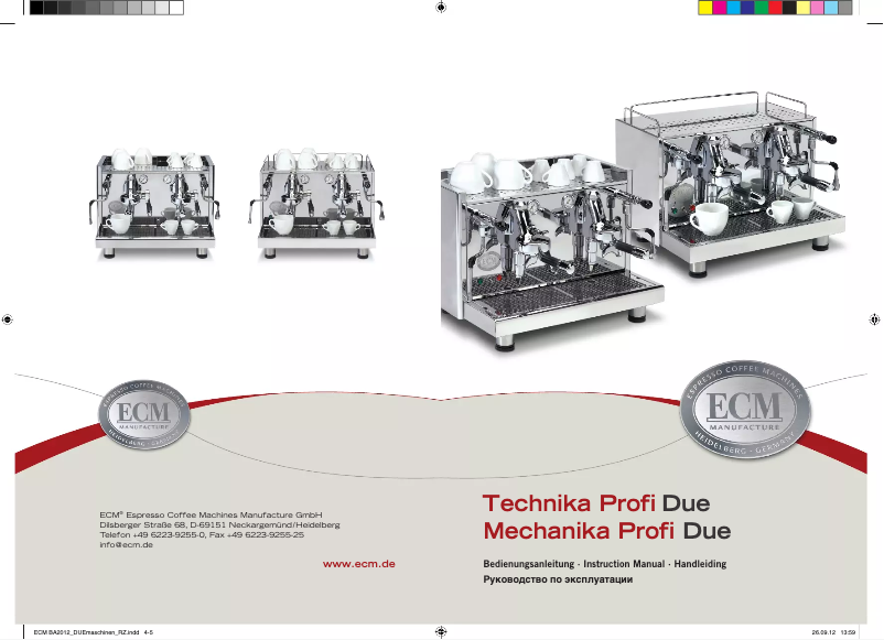 Page n°1 - Manuel utilisateur ECM Mechanika Profi Due