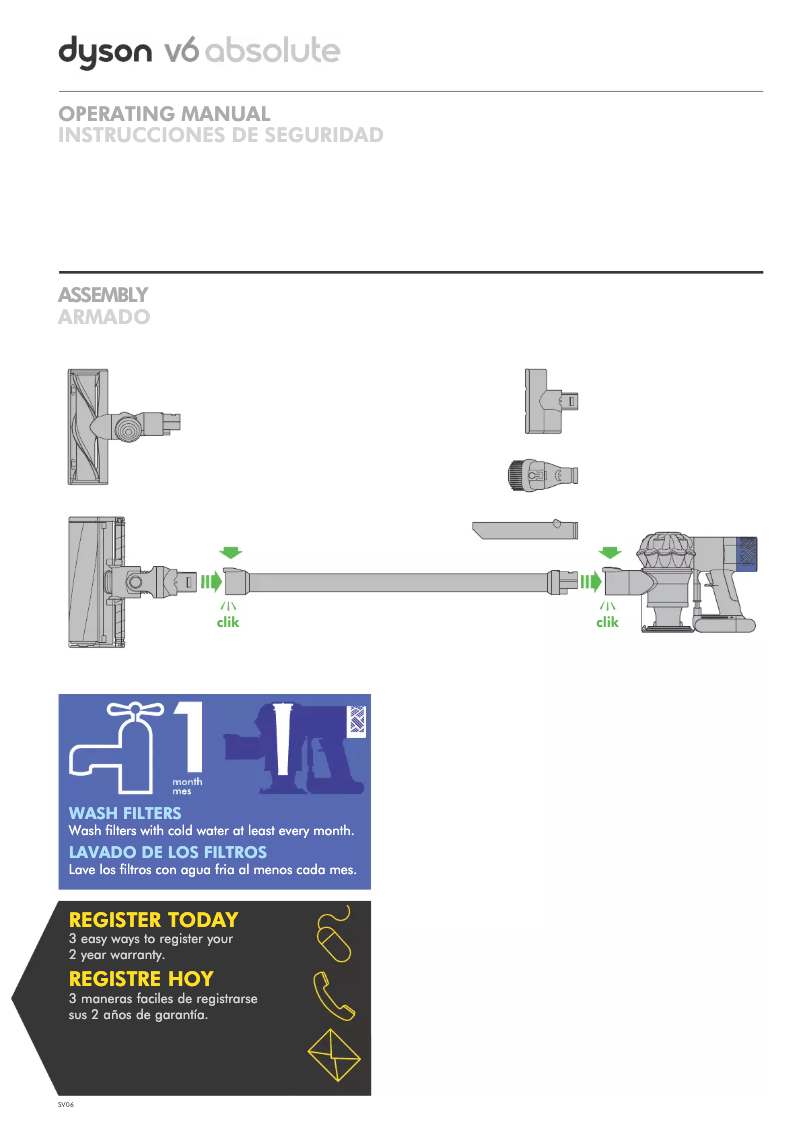 Image de la première page du manuel de l'appareil V6 Absolute
