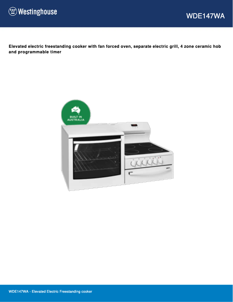 Image de la première page du manuel de l'appareil WDE147WA