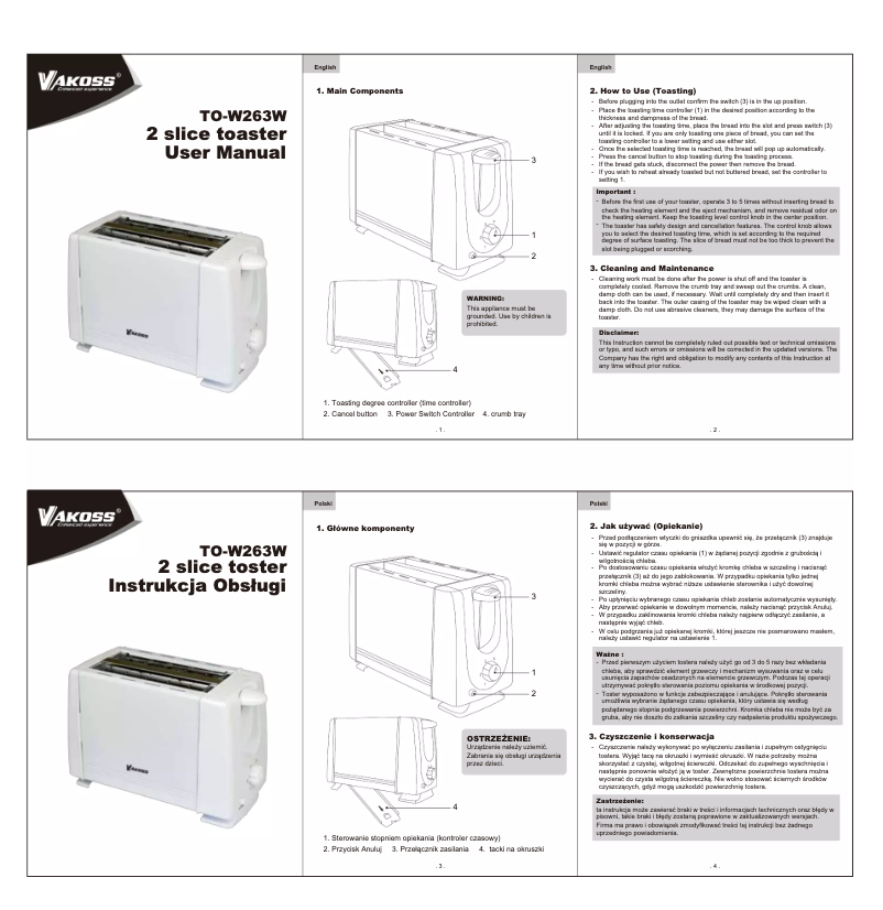 Image de la première page du manuel de l'appareil TO-W263W