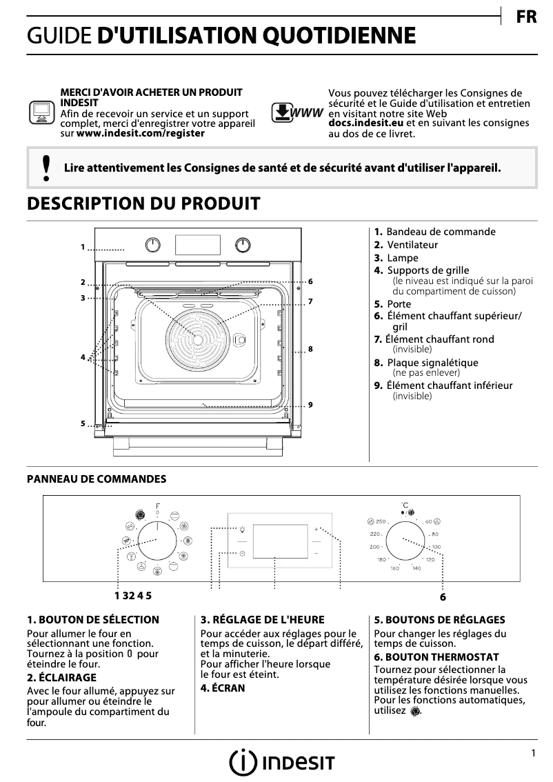 Page n°1 - Mode d'emploi Indesit IFW 3844 H IX