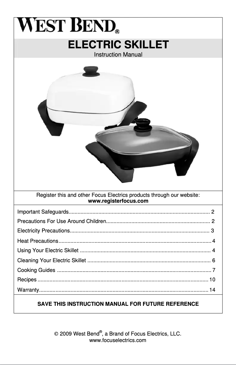 Page 1 de la notice Manuel utilisateur WestBend 72215CF