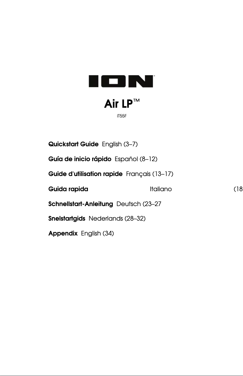 Page n°1 - Guide de démarrage rapide ION Air LP