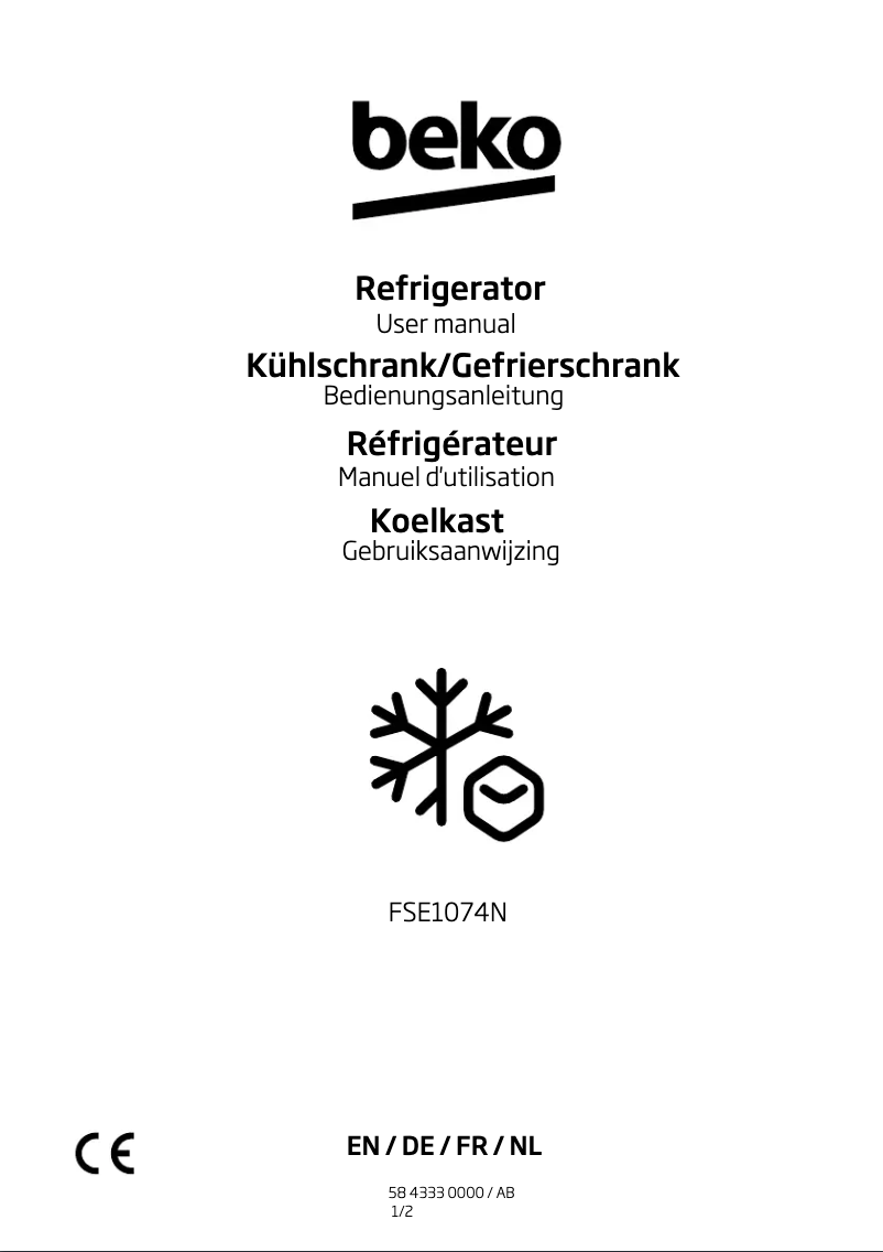 Page 1 de la notice Manuel utilisateur Beko FSE1074N