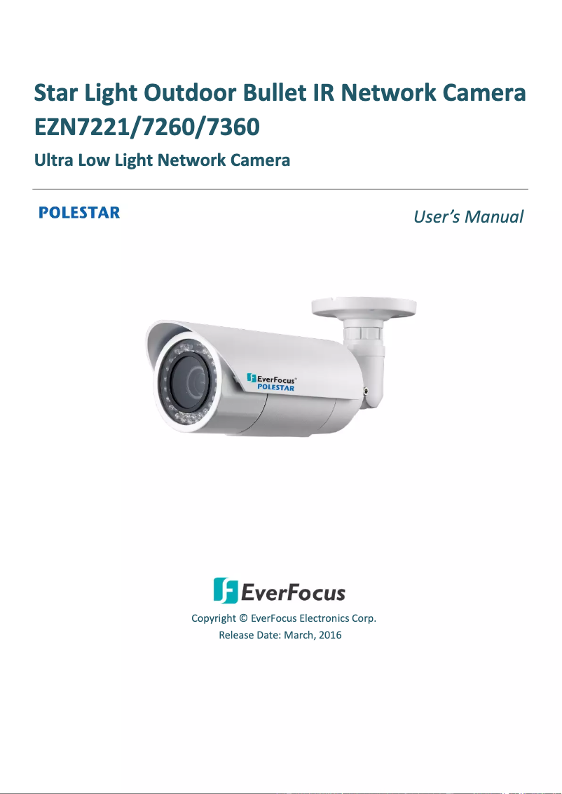 Page 1 de la notice Manuel utilisateur EverFocus EZN7221