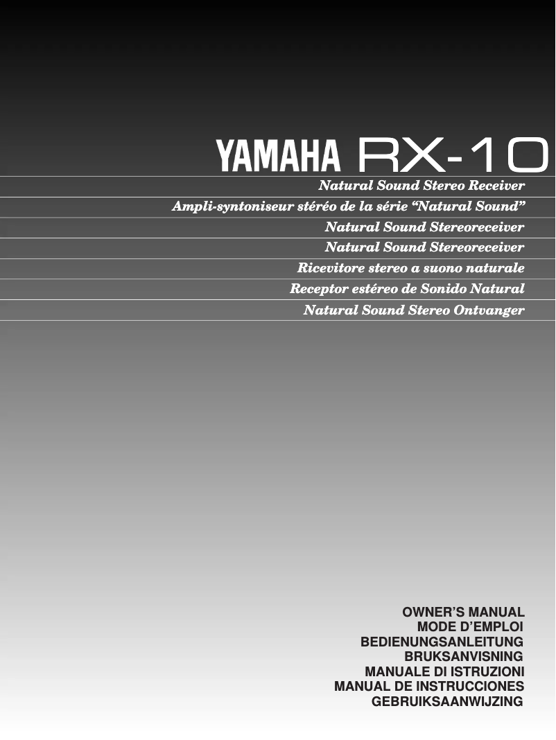Page n°1 - Manuel utilisateur Yamaha RX-10