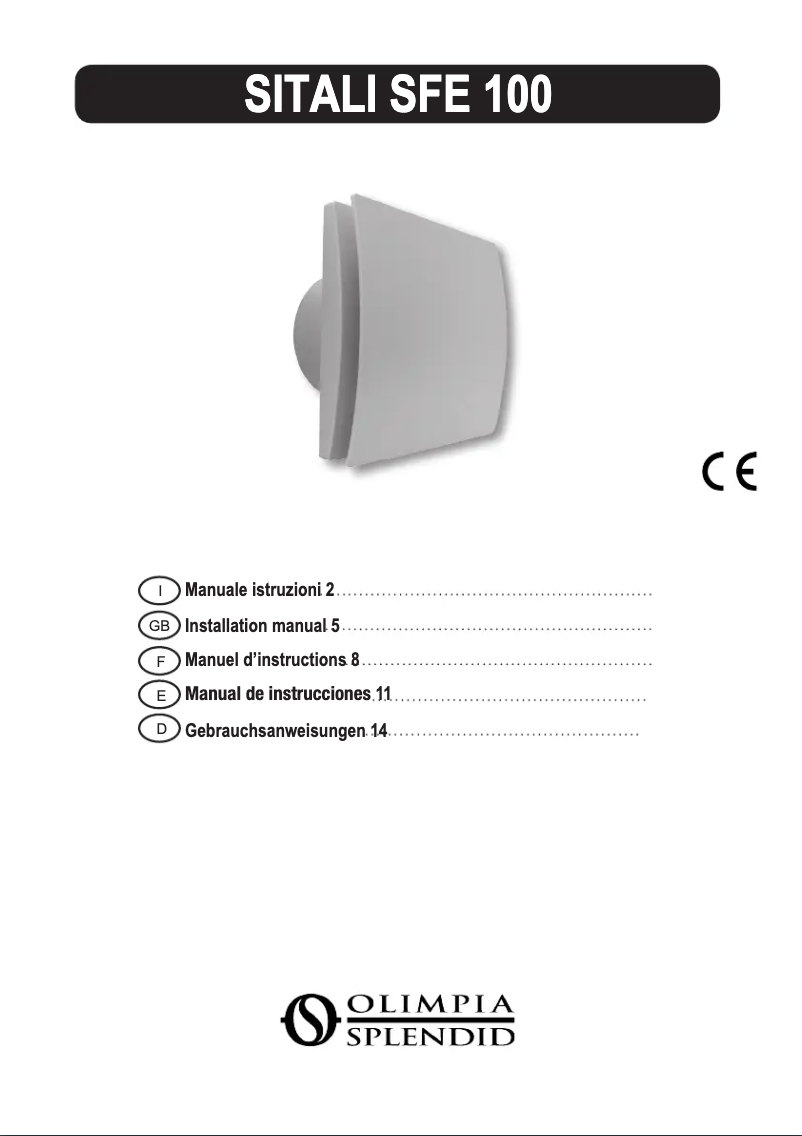 Image de la première page du manuel de l'appareil Sitali SFE100