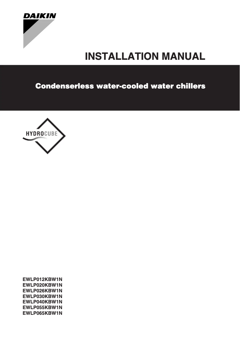Page 1 de la notice Guide d'installation Daikin EWLP026KBW1N