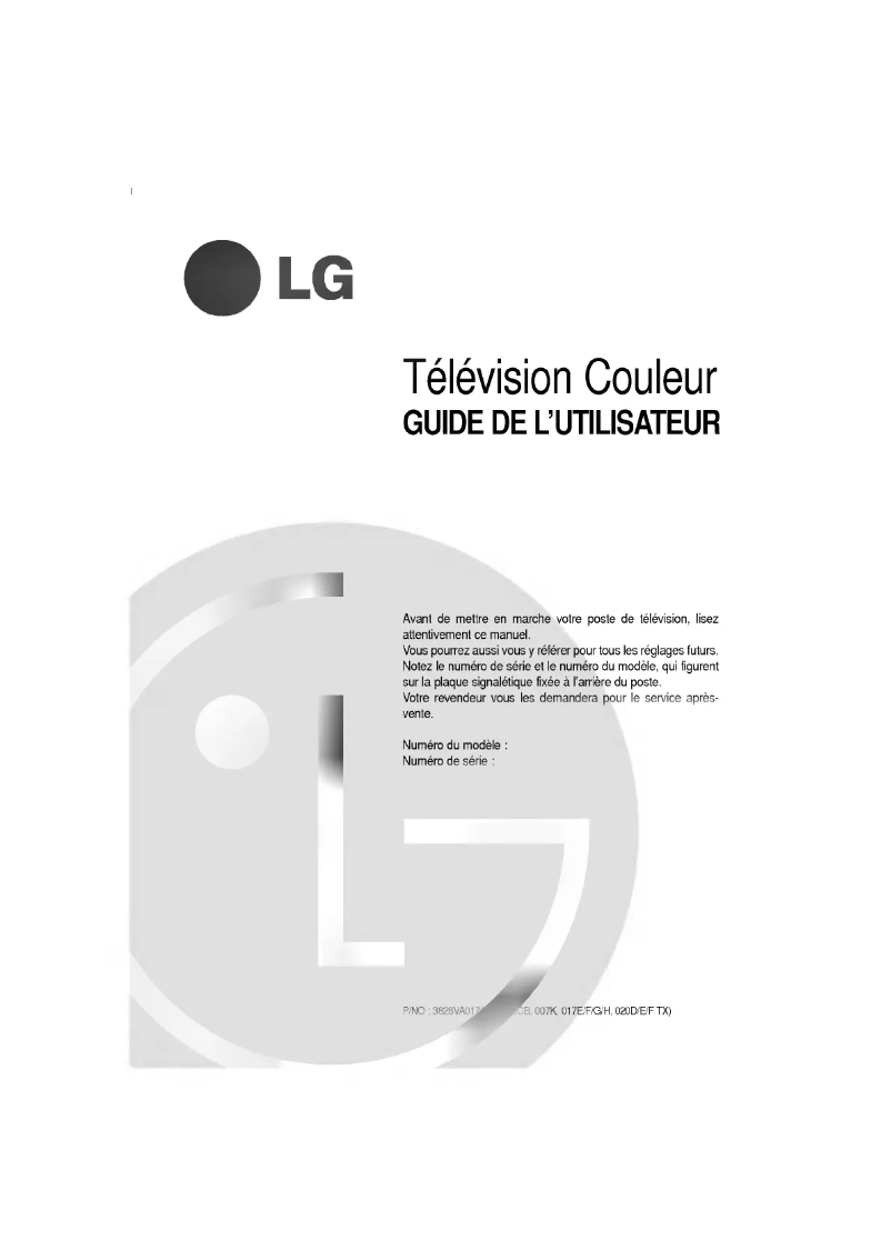 Page 1 de la notice Manuel utilisateur LG CT-25H32EX