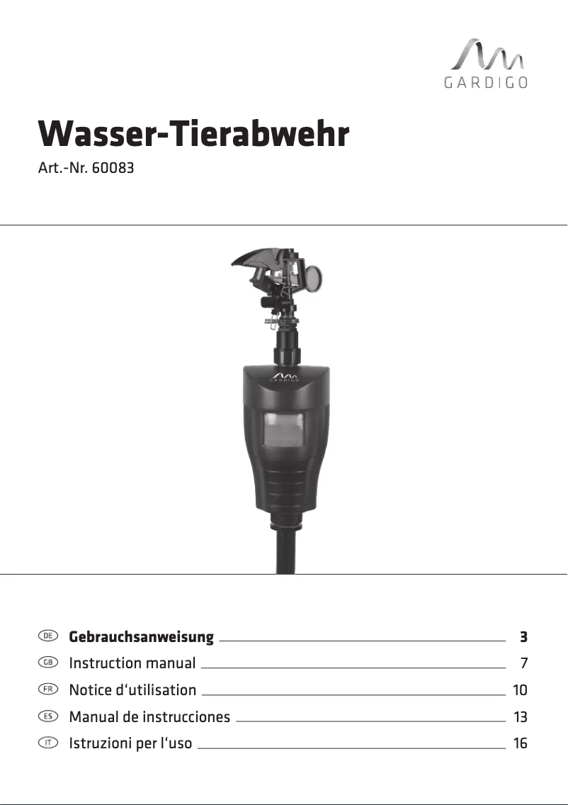Page 1 de la notice Manuel utilisateur Gardigo 60083