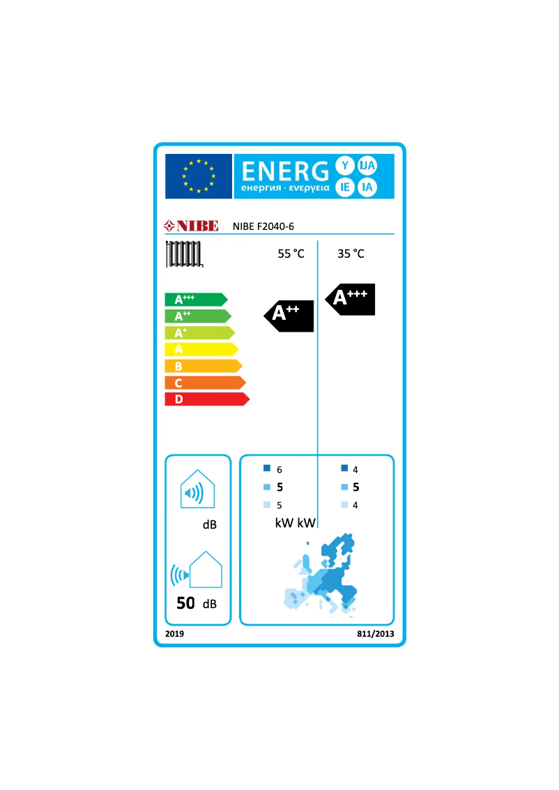 Page n°1 - Label énergétique Nibe F2040-8
