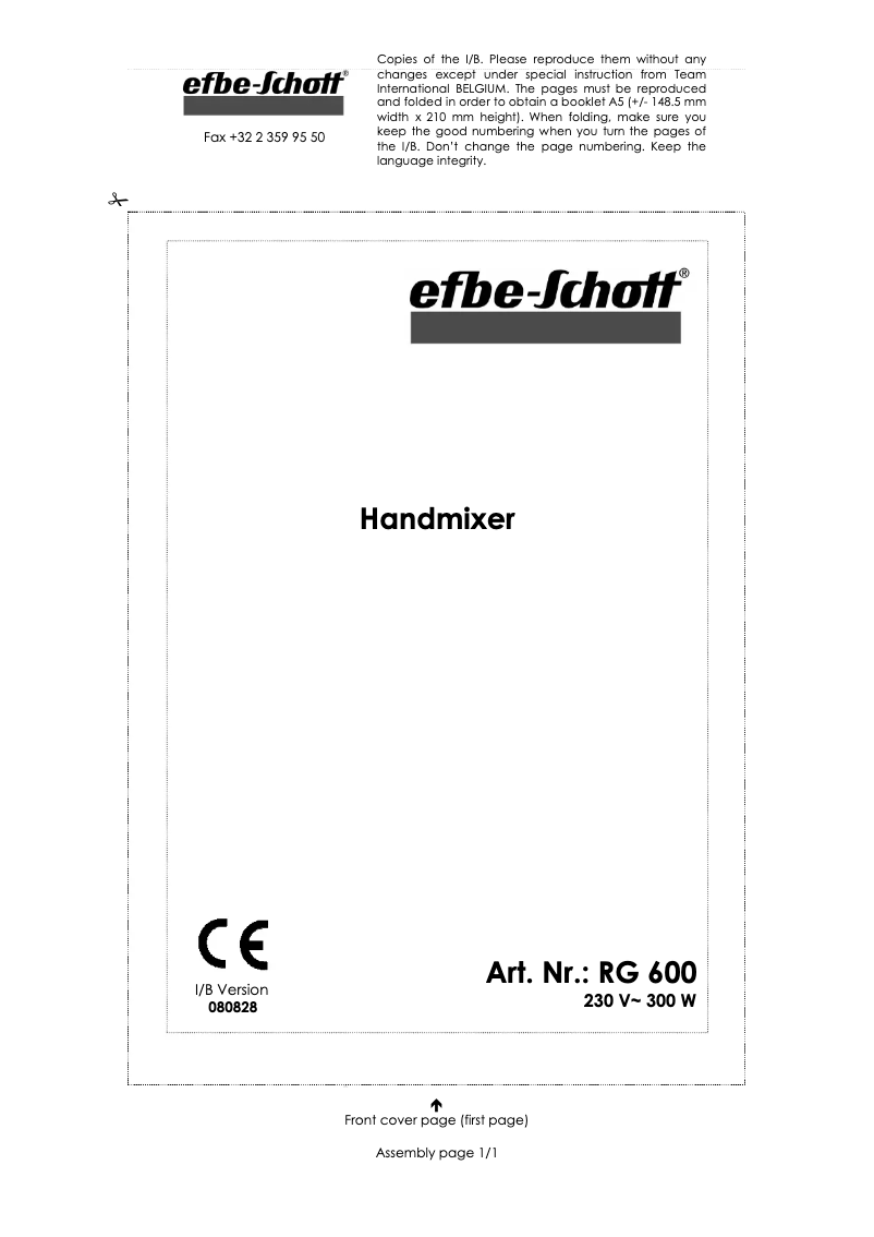 Image de la première page du manuel de l'appareil RG 600