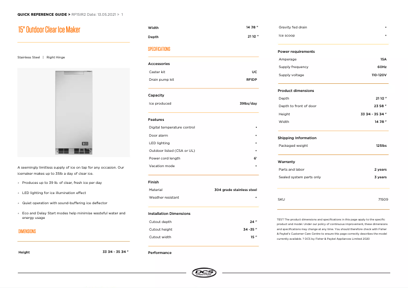 Page n°1 - Manuel utilisateur DCS RF15IR2