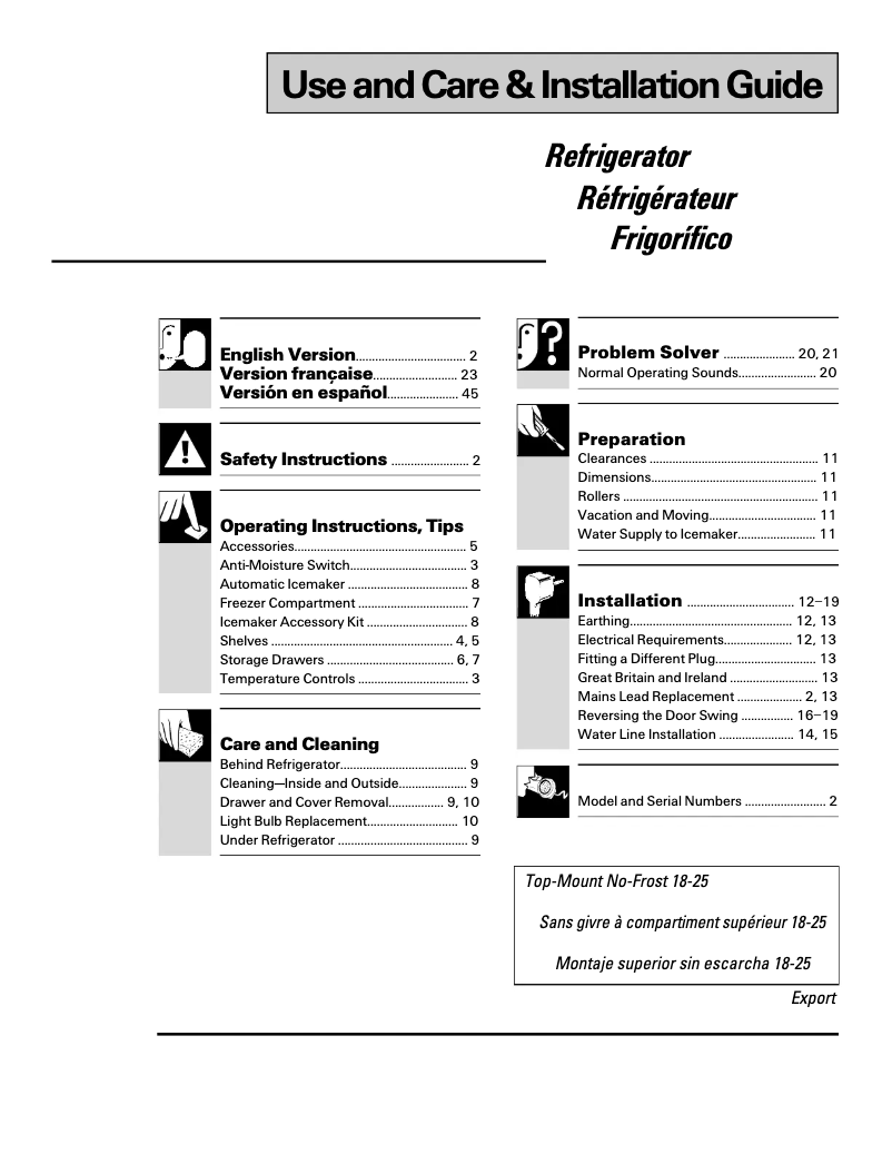 Page n°1 - Manuel utilisateur GE TBG22PABWW