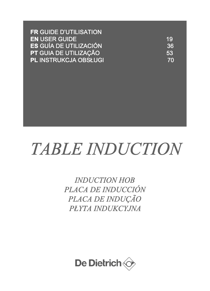 Page n°1 - Manuel utilisateur De Dietrich DPI7572X
