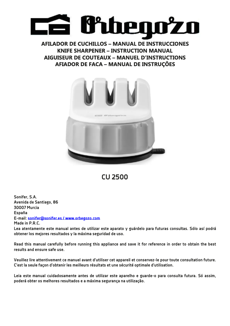 Image de la première page du manuel de l'appareil CU 2500