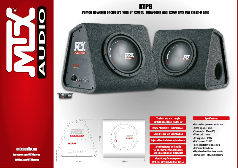 Page n°1 - Fiche technique MTX Audio RTP8