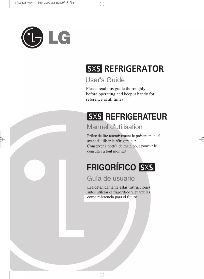 Page 1 de la notice Manuel utilisateur LG GRP2287STJA