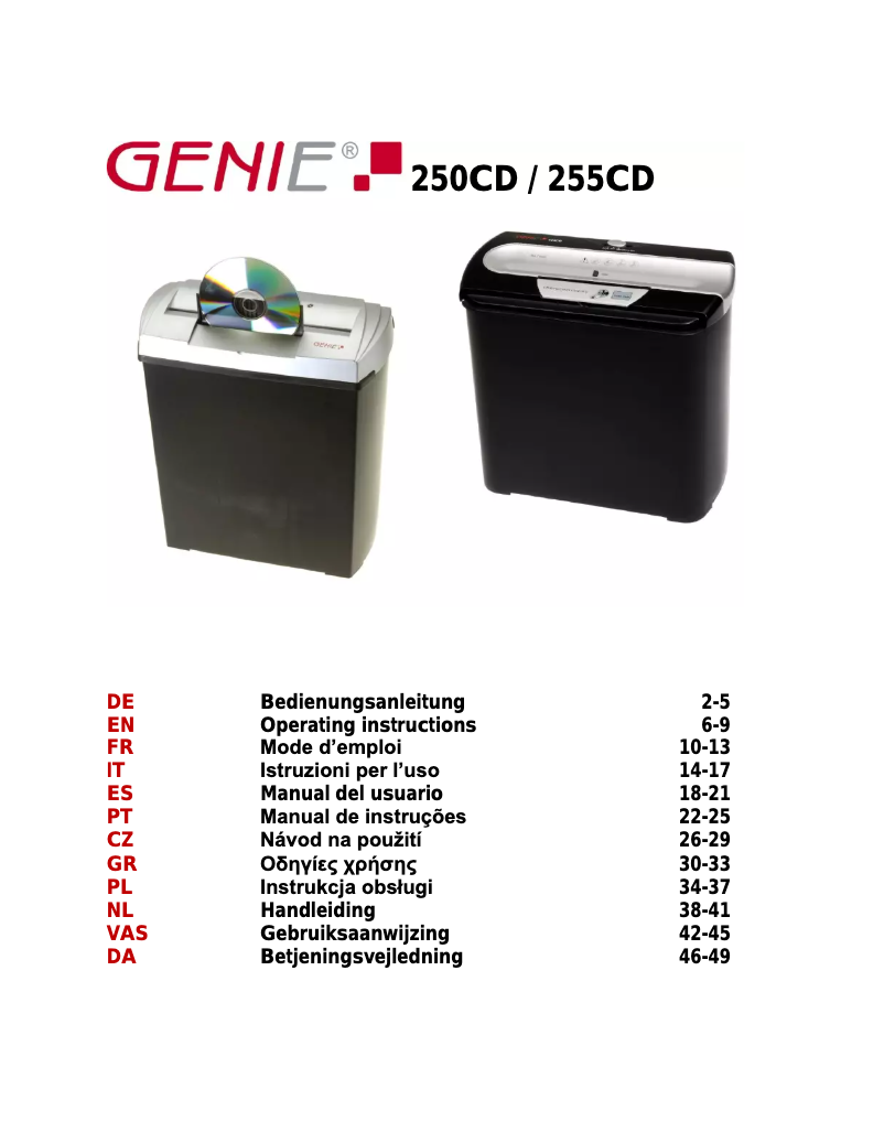 Page 1 de la notice Manuel utilisateur Genie 250CD