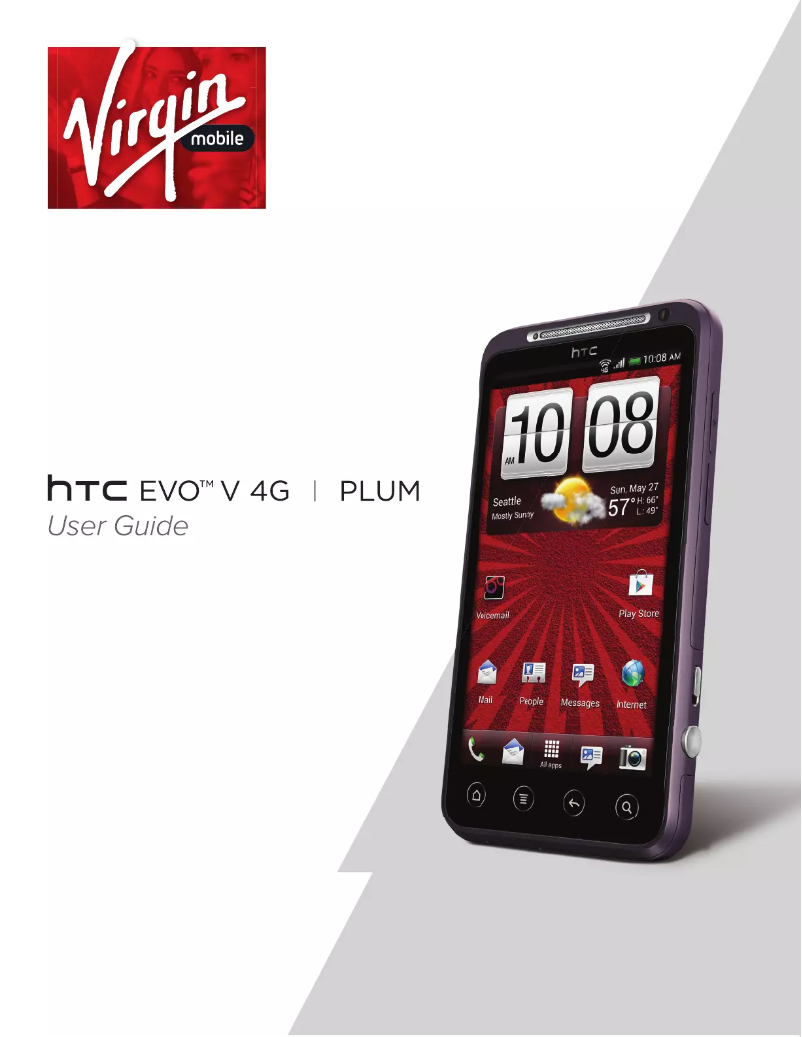 Page 1 de la notice Manuel utilisateur HTC Evo V 4G Plum