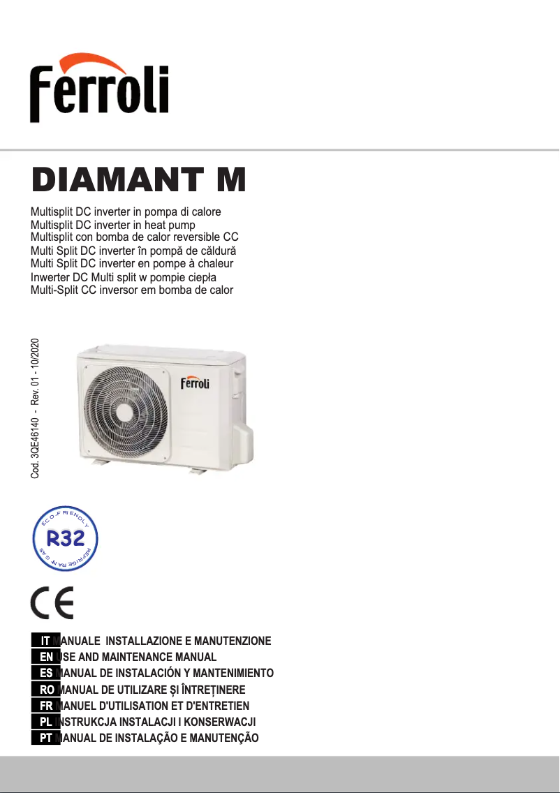 Page n°1 - Manuel utilisateur Ferroli Diamant Plus M